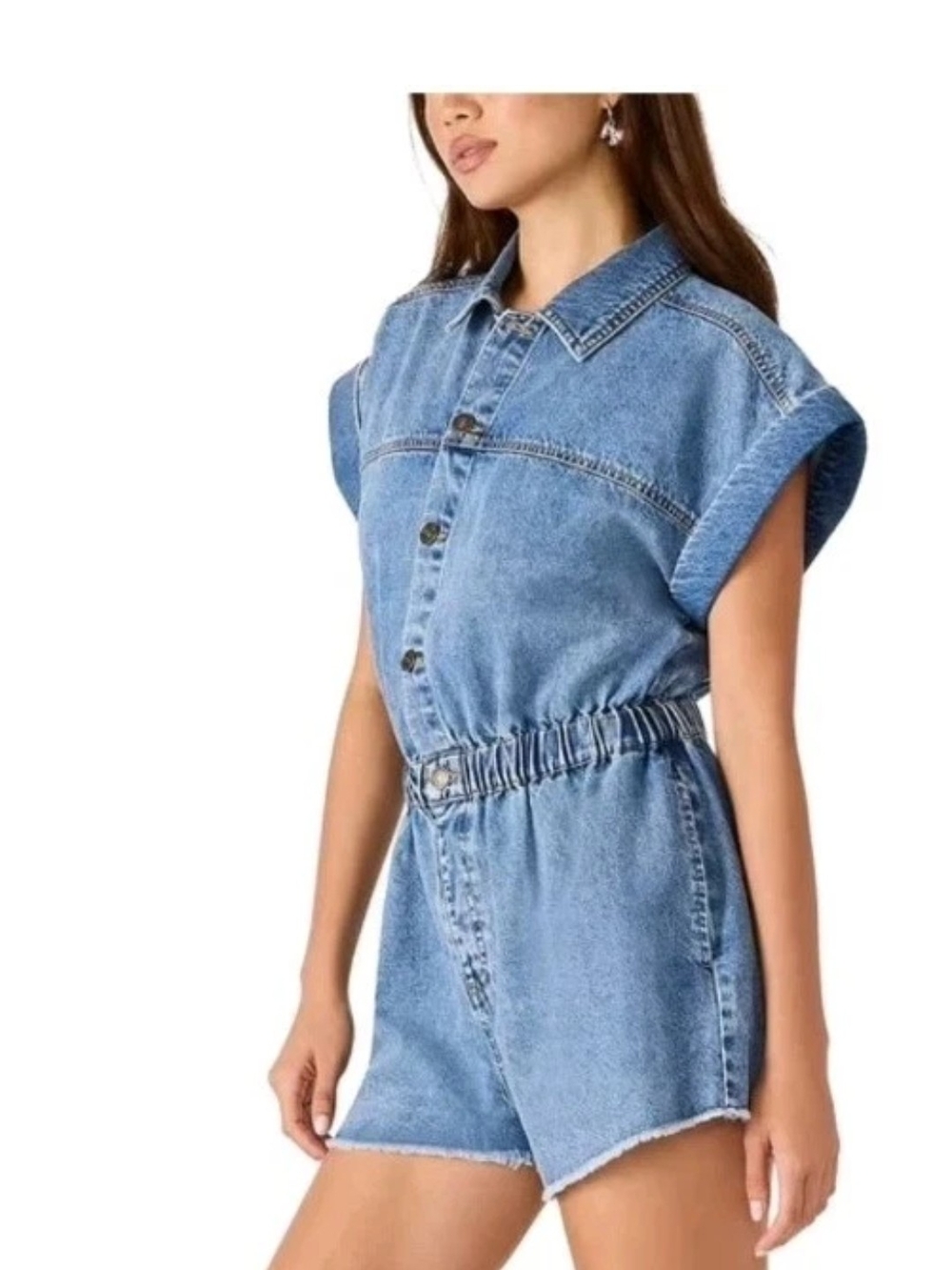 Steve Madden Women’s Denim Romper Size L NWT.